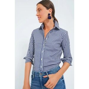 Tuckernuck The Shirt Rochelle Behrens Navy White Gingham Button Down Top Small